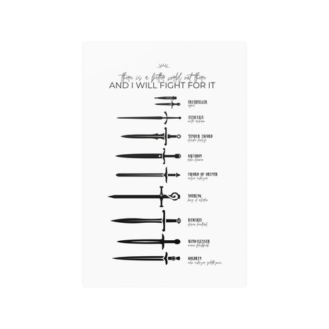 Weapons of the SJM Universe Satin Poster ACOTAR Merch - Etsy Canada Acotar Merch, Sjm Universe, Book Merch, Throne Of Glass Series, Diy Book, Worlds Of Fun, Swords, Universe, United States