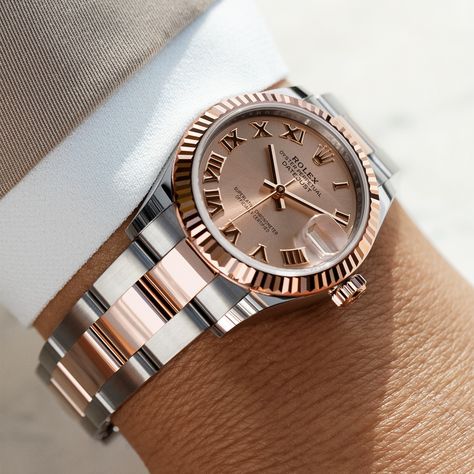 Ladies Rolex Watches, Rose Tinted Glasses, Rolex Watch Price, Rolex Watches Women, Stacked Bracelets, Tinted Glasses, Rolex Women, Rolex Date, Watches Women