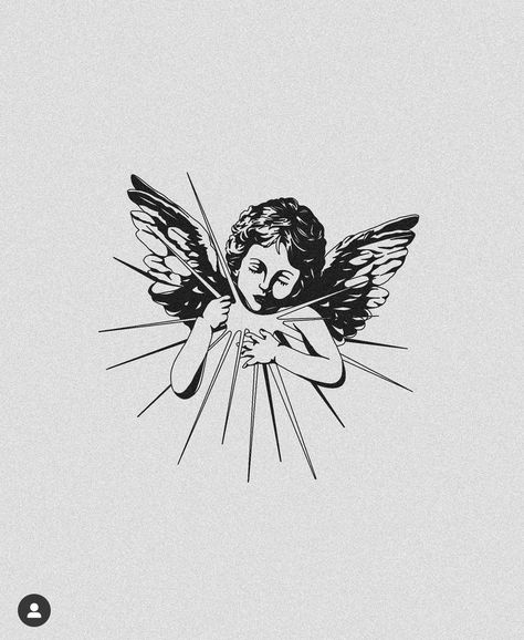 Blackwork Angel Tattoo, Old School Design Graphics, X Men Tattoo, Cherub Tattoo Designs, Bicep Tattoos, Tattoo Homme, Cupid Tattoo, Cherub Tattoo, Greek Mythology Tattoos