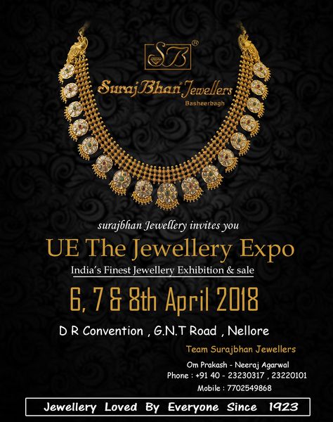 Surajbhan Jewellery invites you  United Exhibition the Jewellery Expo  Mobile : 7702549868 Jewellery Exhibition Invitation, Exhibition Invitation Card, Name Badge Template, Exhibition Invitation, Shop Opening Invitation Card, Formal Letter Template, Jewelry Exhibition, Teddy Bear Coloring Pages, Event Invitation Design