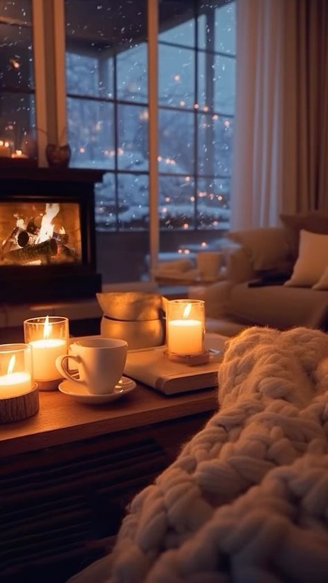 Fireplace Video, Winter Fireplace, Winter Living Room, Cozy Coffee Shop, Calming Spaces, Winter Cabin, Cozy Fireplace, Winter Home Decor, Cozy Place