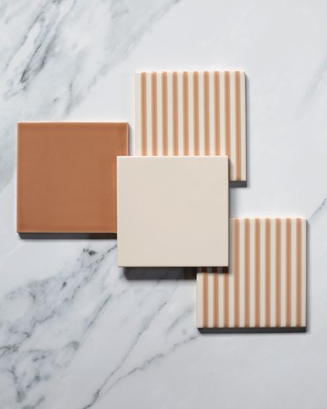 Pantone Colour of the Year 2024 | Interiors | Quorn Stone Downstairs Wc, Conceptual Model, Retro Tile, Patterned Wall Tiles, Neutral Tile, Striped Tile, Model Architecture, Orange Tiles, Retro Tiles