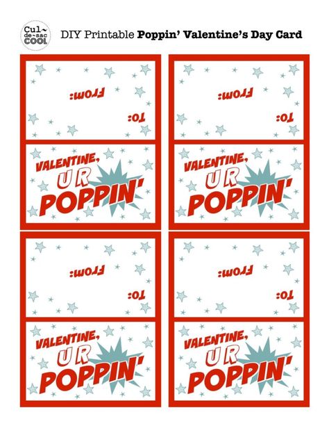 DIY Poppin’ Valentine’s Day Cards for School Push Pop Valentines Free Printable, Pop Valentines Printable, Poppin Valentine Printable, Pen Valentine Printable, Valentine Pencil Cards Free Printable, School Party Games, Lovers Day, Heart Day, School Parties