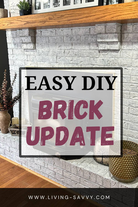 How to Update a Brick Fireplace - DIY Brick Whitewashing Painted Brick And Shiplap Fireplace, Brick Transformation Paint, How To Update Brick Fireplace, Easy Diy Fireplace Makeover, How To Paint Brick Fireplace, Brick Fireplace Whitewash, Shiplap Over Brick Fireplace, Cover Brick Fireplace, Brick Fireplace Update