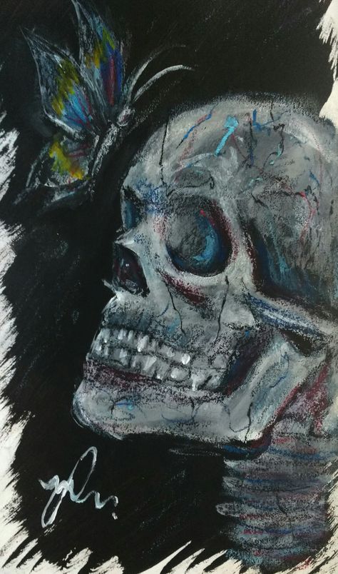 Skull Oil Pastel, Bone Painting, Oil Pastel Crayons, Pastel Skull, Skull Sketch, Oil Pastel Colours, Pastel Crayons, Gouache Paint, Year 9