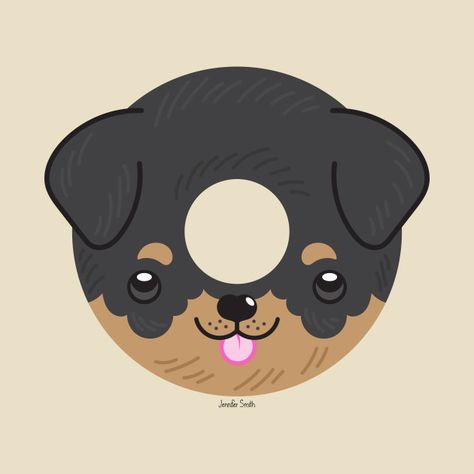 Doughnut Art, Donut Cartoon, Rottweiler Dog, Art Things, Baby Bear, Dessert Ideas, 18th Birthday, Rottweiler, Dog Tshirt