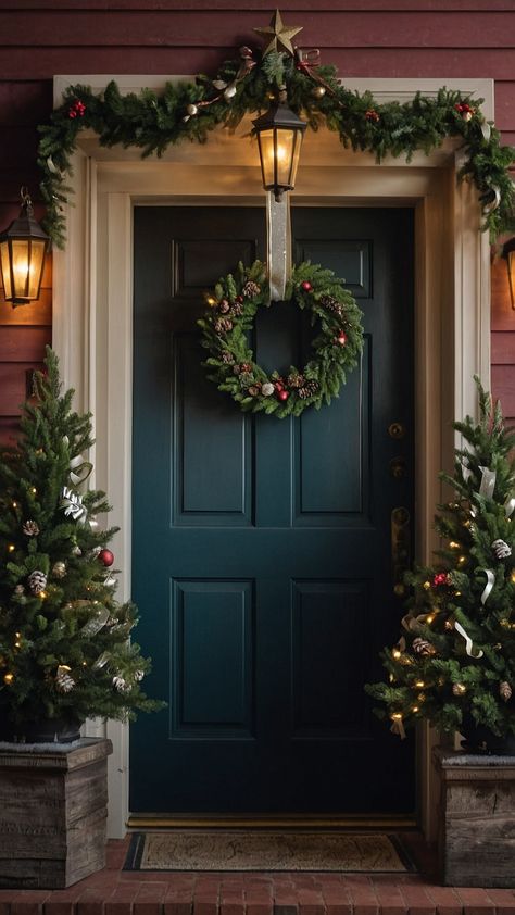 Get ready for the holiday season with our ultimate guide to Christmas door decor Whether you're looking for DIY ideas outdoor decorations or classroom inspiration we've got you covered Check out our contest for a chance to win some fantastic home and office decor prizes Make your home festive and welcoming this Christmas with our creative tips and tricks Dark Doors, Winter Floral Arrangements, Christmas Door Decor, Elegant Christmas Decor, Door Decor Ideas, Red Ornaments, Green Door, Fashion Wallpaper, Classroom Inspiration