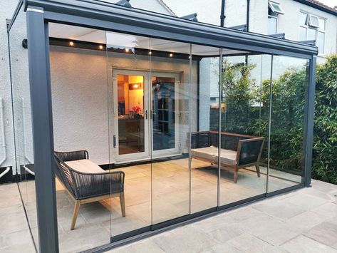 Glass Rooms Outdoor, Garden Room Extensions Sunroom, Glass Terrace Ideas, Roof Glass Room, Glass Outdoor Room, Room On Terrace, Outdoor Glass Room, Small Glass Extension, Glass Garden Room