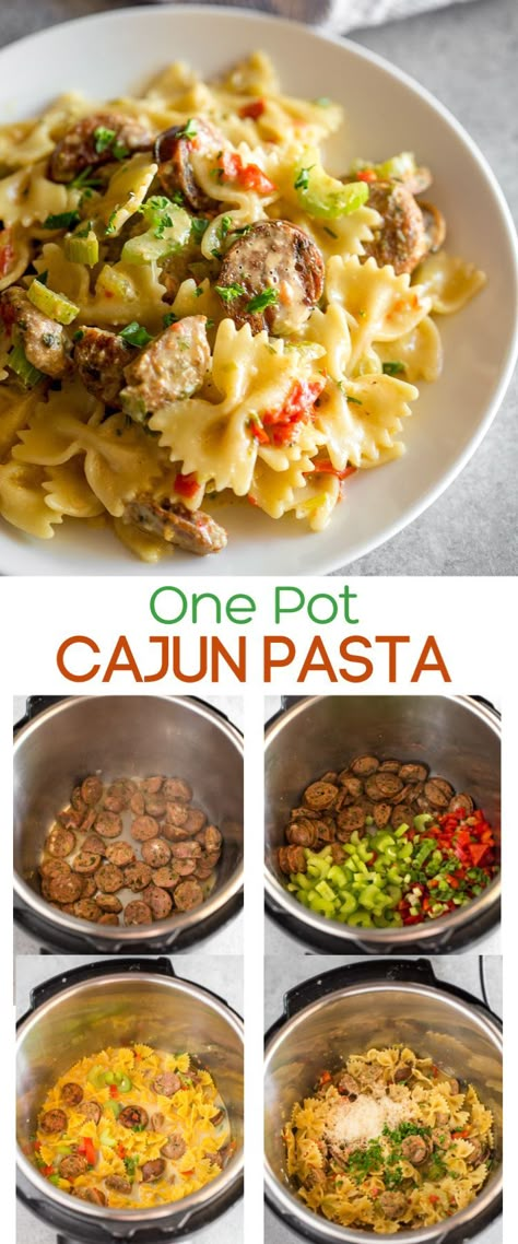 Instant Pot Cajun Pasta, One Pot Cajun Pasta, Andouille Sausage Pasta, Instant Pot Cajun, Andouille Sausage Recipes, Kielbasa Pasta, Instant Pot Pasta, Instant Pot Pasta Recipe, Cajun Pasta