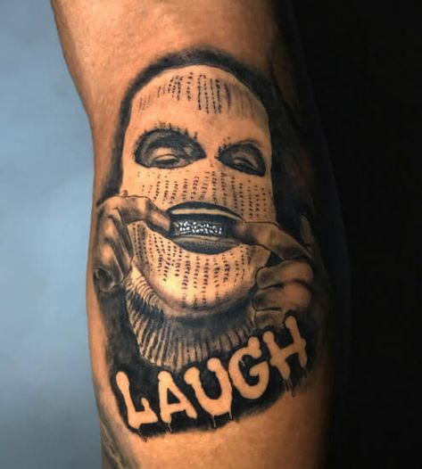 Laugh Badass Gangsta Tattoo Masked Tattoo Faces, Ski Mask Tattoo Stencil, Gangsta Mask, Ski Mask Tattoo Design, Ski Mask Tattoo, Mask Tattoos, Young Buck, Gangsta Tattoos, Mask Tattoo