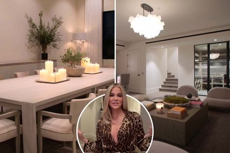 Khloe Kardashian Bedroom, Kardashian Bedroom, Cinema Living Room, Khloe Kardashian House, Kardashian House, Kardashian Home, Beige Couch, Pale Wood, Monochrome Palette