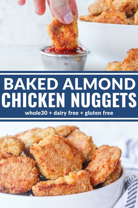 Baked Chicken Nuggets, Almond Chicken, Nuggets Recipe, Crispy Baked Chicken, Almond Crusted, Almond Flour Recipes, Flour Recipes, Breaded Chicken, Keto Chicken