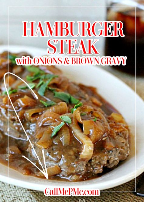 HAMBURGER STEAK WITH ONIONS AND GRAVY - Keto and low carb recipe Hamburger Steak With Onion Gravy, Hamburger Steak With Onions, Steak With Onions, Fritatta Recipe, Hamburger Steak Recipes, Hamburger Steak And Gravy, Brown Gravy Recipe, Easy Gravy Recipe, Flexitarian Recipes