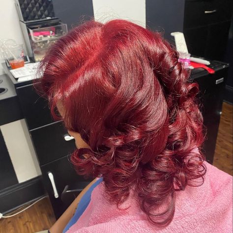 Dyed Burgundy Hair, Wild Cherry Hair Color, Red Silk Press, Bday Braids, Magenta Red Hair, Strawberry Red Hair, Burgundy Hair Color, Silk Press Natural Hair, Red Blonde Hair