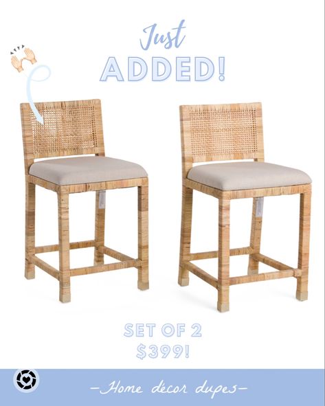 Just added online!! Score this set of two DUPE S&L Balboa counter stools for just $399 vs. one S&L stool for $828! Balboa Counter Stool, Wicker Counter Stools, Rope Cross, Rattan Counter Stools, Stools Kitchen, Adams Homes, Rattan Bar Stools, Beach Kitchens, Kitchen Counter Stools