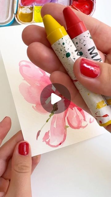 Wax Crayons Drawing Ideas, Crayon Painting, Crayon Drawings, Wax Crayons, Crayon Art, Weekend Projects, Hibiscus Flower, Watercolour Tutorials, Hibiscus Flowers