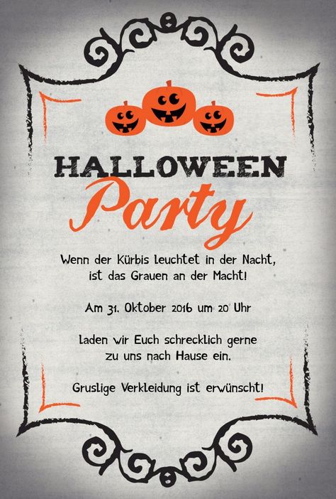 Halloween Einladung - Einladungskarten basteln für eine Gruselparty Polaroid Scrapbook, Free Halloween Invitations, Rose Gold Invitation, Halloween Invitaciones, Printable Halloween Invitations, Book Friends, Halloween Invitation Template, Kids Halloween Food, Unicorn Invitation