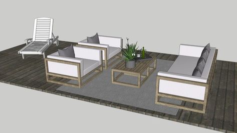 3d Warehouse Sketchup, Wooden Outdoor Furniture, Beach Furniture, Cozy Furniture, Facade Architecture Design, Clinic Interior Design, Wooden Porch, Backyard Furniture, Outdoor Lounge Set