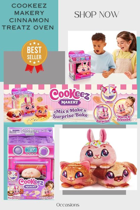 COOKEEZ MAKERY Cinnamon Treatz Oven. Mix & Make a Plush Best Friend! Place Your Dough in The Oven & Be Amazed When A Warm, Scented, Interactive, Plush Friend Comes Out! Which Will You Make? Cookeez Makery takes a plush toy and adds sensory tactile features with an amazing surprise reveal using heat! As children open the oven door they will discover their own warm & scented interactive plush friend. #Affiliate #Oven #Kids Oven #Plush #Cookeez Makery #Kids Oven #Toy #Gift #Birthday #Christmas Cookeez Makery, Kids Oven, Games For Boys, Pinterest Group, Kids Games, Childrens Games, Pretty Drawings, Family Kids, The Oven