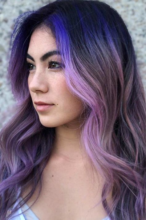 Black To Purple Ombre, Ombre Hair Ideas, Funky Hair Colors, Blonde Ombre Hair, Lavender Hair Colors, Purple Ombre Hair, Ombre Hair Blonde, Temporary Hair Color, Lavender Hair