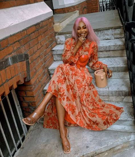 Orange Sun Dress, Juliette Foxx, Studying Fashion, Pink Plaid Skirt, Fashion Career, Trendy Street Style, Fashion 101, Black Women Fashion, Sun Dress