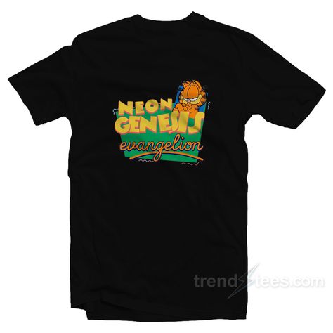 Neon Genesis Evangelion Garfield T-Shirt For Unisex Grunge Yellow T-shirt For Streetwear, Garfield Clothing, Garfield Shirt, Neon Genesis Evangelion Garfield Shirt, Garfield Shirt Aesthetic, Cheap Trendy Clothes, Genesis Evangelion, Neon Genesis, Soft Textiles