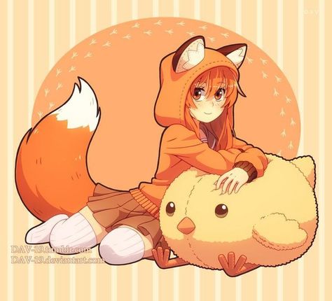 Fox Girl, Fox, Deviantart, Tumblr, Orange, Anime, Art