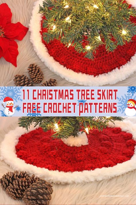 Christmas Tree Skirt Crochet, Tree Skirt Crochet, Christmas Tree Skirt Crochet Pattern, Mini Tree Skirt, Crochet Tree Skirt, Christmas Afghan, Christmas Tree Skirts Patterns, Tiny Christmas Trees, Skirt Pattern Free