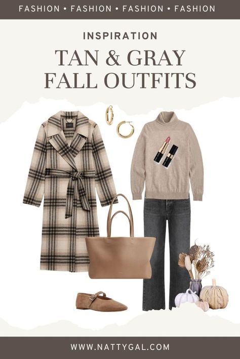 Inspiration: Tan & Gray Fall Outfits - Natty Gal Pewter Heels, Fall Palette, Everyday Casual Outfits, Brand Collaboration, Grey Trousers, Fashion Capsule, Outfit Maker, White House Black Market, Capsule Wardrobe