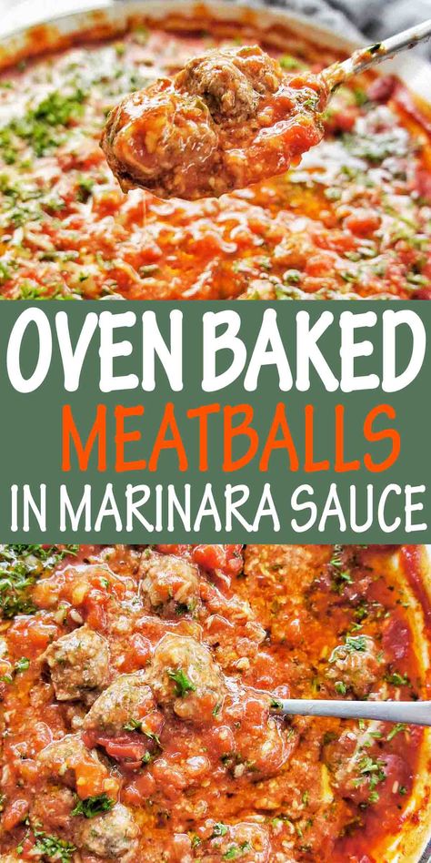 Oven Meatballs Recipe, Meatballs In Sauce, Oven Meatballs, Tomato Sauce For Meatballs, Marina Sauce, Easy Italian Meatballs, Oven Baked Meatballs, Minced Beef Recipes, Baked Meatballs