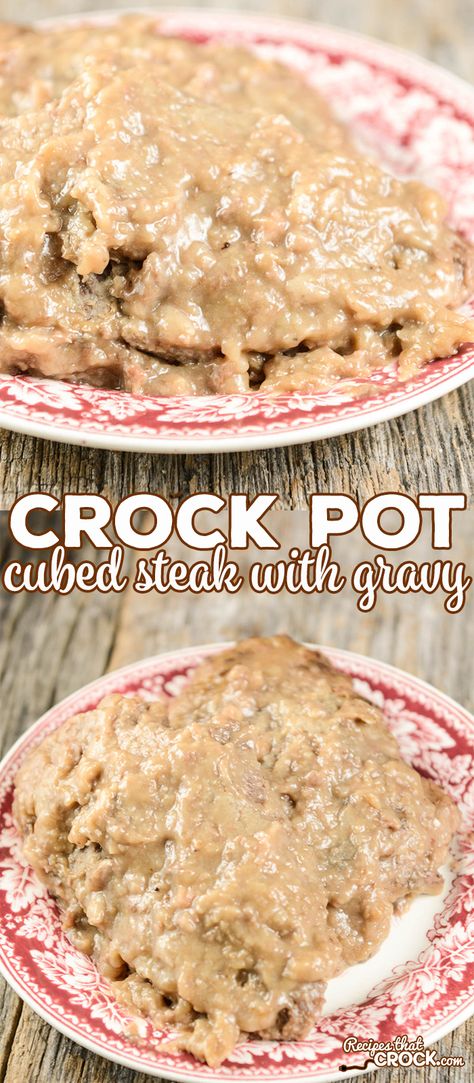 Are you looking for an easy cubed steak recipe? Our Crock Pot Cubed Steak with Gravy is a great homestyle family dinner recipe. Cube Steak In Crock Pot, Cubed Steak Recipe, Cubed Steak With Gravy, Crock Pot Cubed Steak, Shaved Steak Recipe, Cube Steak Crock Pot Recipes, Beef Cube Steak Recipes, Healthy Steak Recipes, Crockpot Steak Recipes