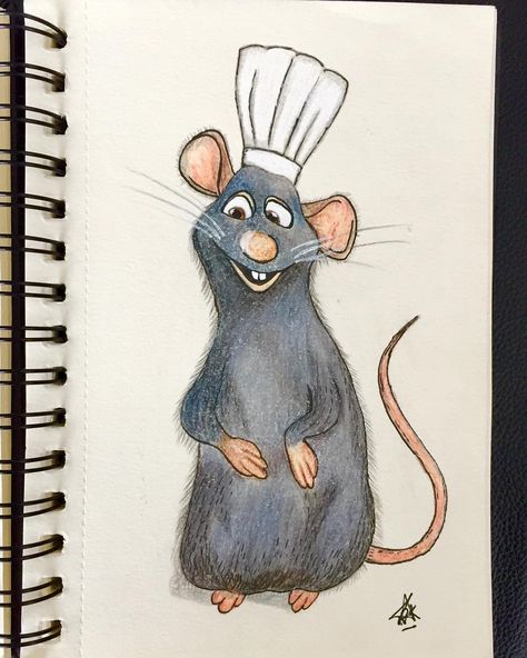 My Art Miles on Instagram: “Remy 🐀 from Ratatouille “Everyone is creative in their own way“ #rat #ratatouille #remyratatouille #color #colourpencils #handdrawn…” Remy Drawing, Rat Watercolor, Remy From Ratatouille, Cartoon Rat, Daughter Dress, Cute Disney Drawings, Sketch Ideas, Colored Pencil Drawing, We Bare Bears