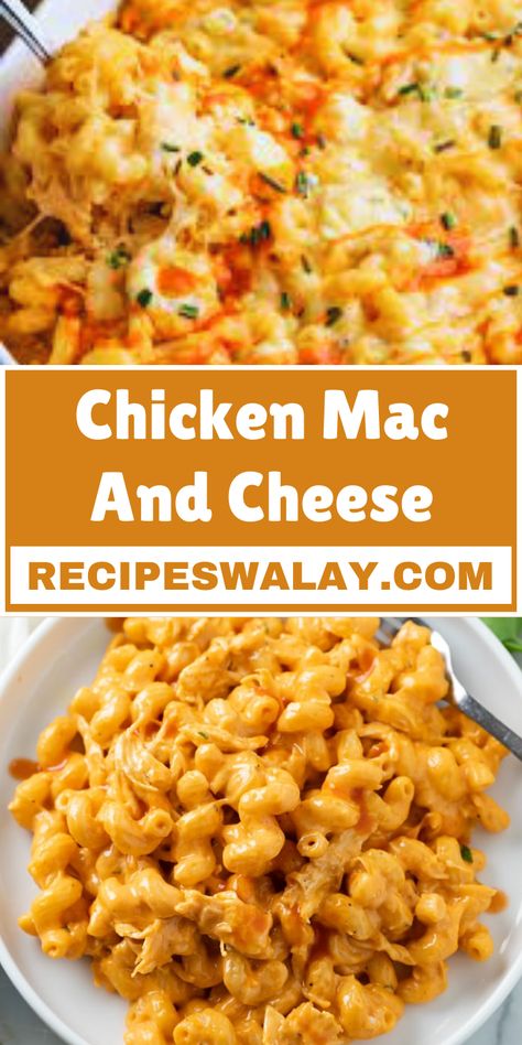 Discover the ultimate comfort food with our Chicken Mac and Cheese Recipe, a dish that combines the rich, creamy indulgence of macaroni #Chicken #MacAndCheese #Recipe Chicken Mac And Cheese Soup, Mac And Cheese Chicken Recipe, Butter Chicken Mac And Cheese, Mac N Cheese Chicken, Macandcheese Recipe, Mac And Cheese With Chicken, Macaroni Chicken, Mac Chicken, Mac N Cheese Soup