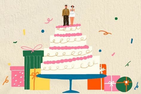 Wedding cake doodle illustration, bride ... | Free Vector #Freepik #freevector #wedding-couple #bride-groom #bride #groom Wedding Cake Doodle, Wedding Anniversary Illustration, Wedding Cake Drawing, Wedding Cake Illustration, Wedding Cake Illustrations, Cake Doodle, Wedding Doodles, Anniversary Illustration, Cake Drawing