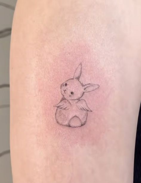 Soft Tattoo, Delicate Tattoos For Women, Bunny Tattoo, Purple Tattoos, L Tattoo, Cute Tats, Bunny Tattoos, Petite Tattoos, Delicate Tattoo