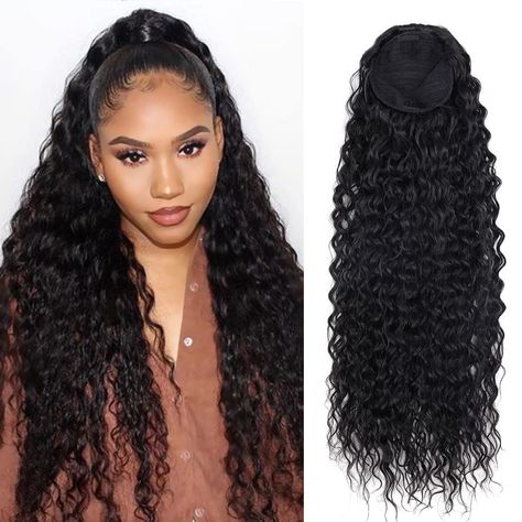 Curly Mid Ponytail Black Women, Thick Curly Ponytail, Medium Length Ponytail, Ponytail Hairstyles For Black Women Curly, Ponytail Extension For Black Women, Fake Curly Ponytail, Extended Curly Ponytail, Curly Clip In Ponytail, Puff Ponytail