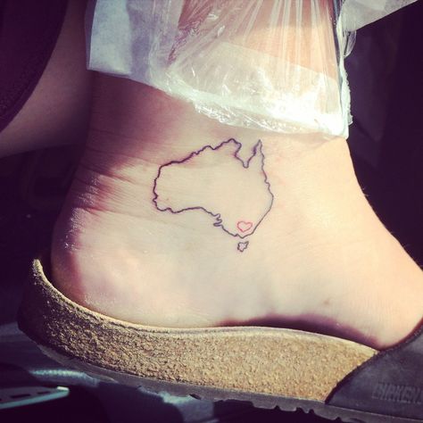 Pair Tattoos, Australia Tattoo, Australian Tattoo, Map Tattoos, Elephant Tattoo, Cover Up Tattoos, Word Tattoos, Foot Tattoos, Small Tattoo