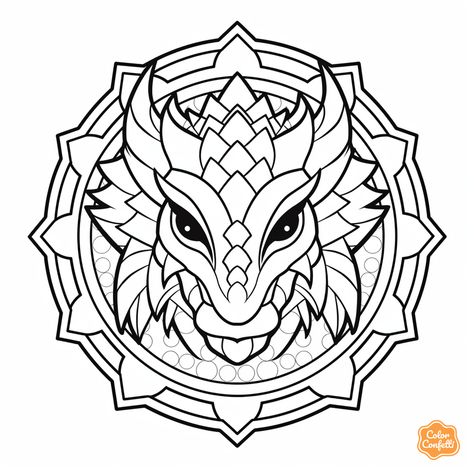 illustration of Mystical dragon-mandala pattern Mandala Dragon, Dragon Mandala, Fire Breather, Harry Potter Halloween, Fantasy Fairy, Mandala Coloring Pages, Mandala Pattern, Mandala Coloring, Pattern Download