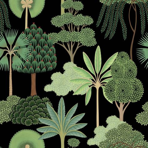 Trees Wallpaper, Tropical Art Print, Mughal Art Paintings, Pichwai Paintings, Jungle Wallpaper, Tree Wallpaper, Indian Art Paintings, Tropical Art, Plant Illustration