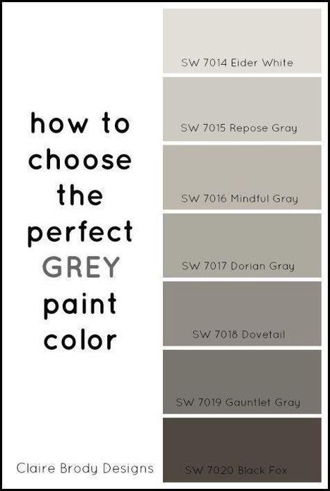 Eider White Sherwin Williams, White Sherwin Williams, Perfect Grey Paint Color, Perfect Grey Paint, Eider White, Interior Paint Colors Schemes, Mindful Gray, Dove Tail, Repose Gray