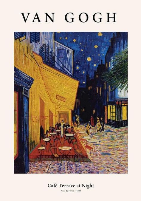 فنسنت فان جوخ, Foto Muro Collage, Terrace At Night, Van Gogh Wall Art, Cafe Terrace, Arte Van Gogh, Art Exhibition Posters, Soyut Sanat Tabloları, Van Gogh Paintings