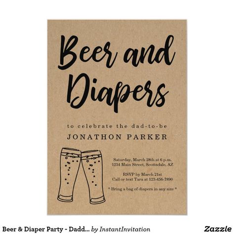 Beer & Diaper Party - Daddy, Guy, Men Baby Shower Diaper Party, Rustic Baby Shower Invitations, Boho Baby Shower Invitations, Baby Shower Invitation Cards, Woodland Baby Shower Invitations, Couples Shower Invitations, Rustic Baby, Rustic Baby Shower, Invitation Baby Shower