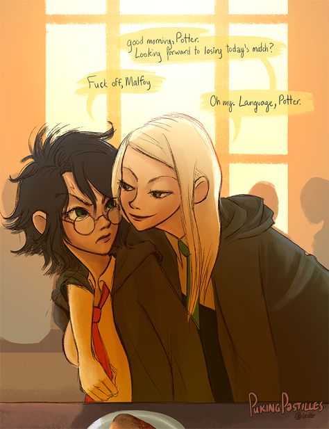 Hp fanart genderbend Harry And Draco, Fem Harry Potter, Fem Harry, Potter Fanart, Drarry Fanart, Harry Draco, Harry Potter Ships, Wizarding World Of Harry Potter, Harry Potter Fan Art