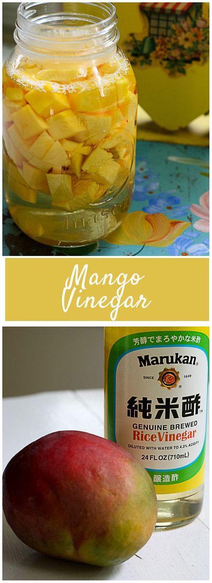 Mango Vinegar Mango Vinegar, Herbal Vinegar, Infused Vinegars, White Balsamic Vinegar, Homemade Wine, Infused Oils, Homemade Sauce, Vegan Condiments, Rice Vinegar