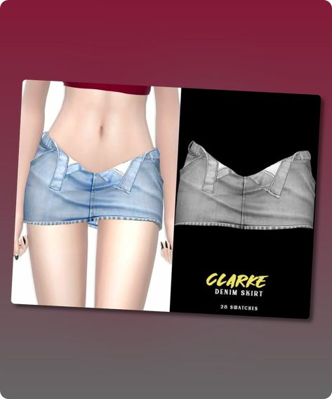 Sims 4 Clothing CC: Clarke Denim Mini Skirt Denim Skirt Sims 4 Cc, Sims 4 Cc Low Rise Skirt, Sims4 Cc Skirts, Sims 4 Cc Micro Skirt, Sims 4 Mini Skirt Cc, Sims 4 Cc Mini Skirt, Sims 4 Mini Skirt, Sims 4 Skirt Cc, Skirt Sims 4 Cc