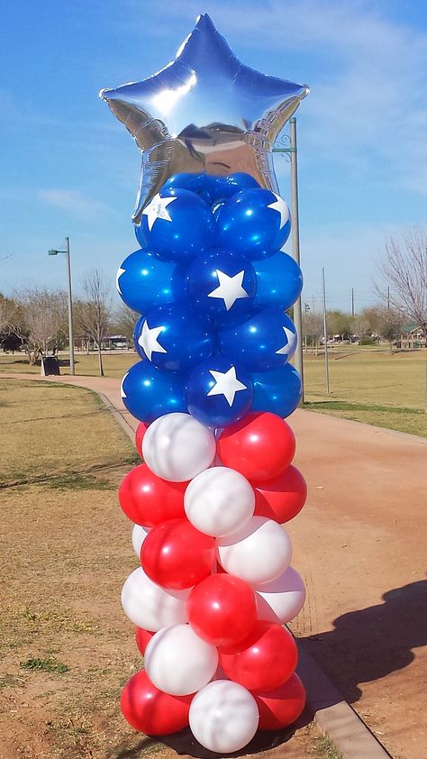 Fourth Of July Balloon Column, Veterans Day Balloon Decorations, Olympic Balloon Decorations, 4th Of July Balloon Columns, Patriotic Balloon Columns, Veterans Day Balloon Arch, Bbq Balloon Arch, 4th Of July Balloon Decorations, Patriotic Balloon Arch