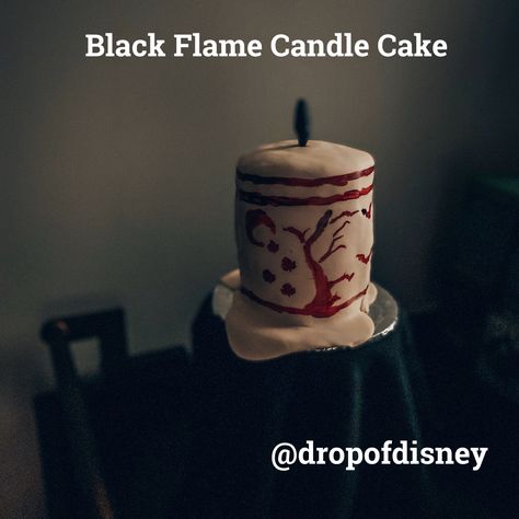 Inspired by Hocus Pocus, this spooky Black Flame Candle Cake is made of yellow cake with chocolate frosting and fondant decorations. #disney #hocuspocus #cake #blackflamecandle #halloween Yellow Cake Chocolate Frosting, Yellow Cake With Chocolate Frosting, Cake With Chocolate Frosting, Cocoa Powder Cookies, Black Flame Candle, Flame Candle, Geek Food, Spooky Black, Black Flame