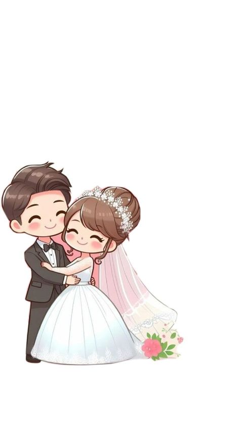 Wedding Illustration Drawings, Cute Chibi Couple, Wedding Couple Cartoon, Emoji Coloring Pages, Blue Texture Background, Jesus Cartoon, Wedding Graphics, Chibi Couple, Very Cute Puppies