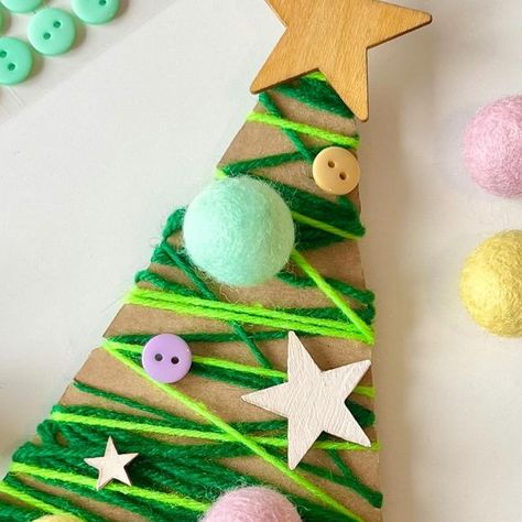 Sally on Instagram: "Yarn Christmas Tree Craft Jessica had so much fun creating this Christmas tree, she loved picking out all of the different embellishments and choosing where to put them. Tip: If you try this at home be sure to put little notches in your cardboard as it helps the wool stay put. Don’t forget to save for later!! Joining in with #averycardboardchristmas @4plusmama and @cardboardfolk" Yarn Christmas Tree, Christmas Tree Craft, Yarn Trees, Tree Study, Tree Craft, Christmas Tree Crafts, Wool Crafts, Save For Later, Tree Crafts