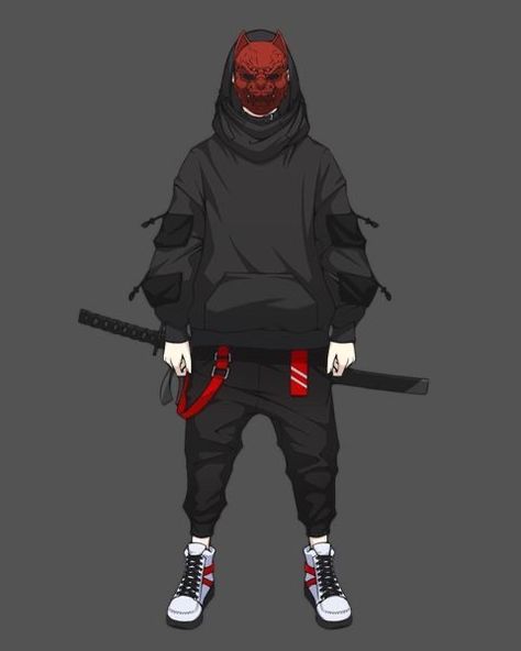 Cyberpunk Street Samurai Male, Urban Samurai Concept Art, Techwear Character Design, Futuristic Samurai, Urban Samurai, Hoodie Weather, Urban Ninja, Ninja Art, Anime Streetwear